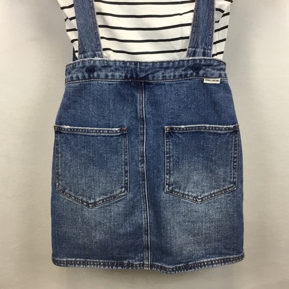 Billabong Warmin Up Indigo Overall Mini Dress Size M Retro Bohemian Costal - Picture 5 of 10